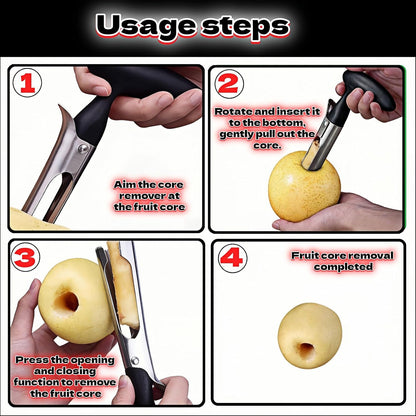 Apple Corer, Stainless Steel Apple Corer and Divider with Sharp Serrated Blade – Easy to Use – Core Remover Tool for Apples, Pears, Cupcakes – Heavy-Duty Kitchen Gadget for Baking, Cooking (Yellow)