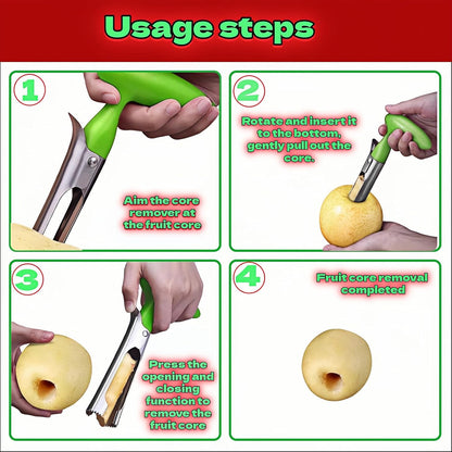 Apple Corer, Stainless Steel Apple Corer and Divider with Sharp Serrated Blade – Easy to Use – Core Remover Tool for Apples, Pears, Cupcakes – Heavy-Duty Kitchen Gadget for Baking, Cooking (Yellow)