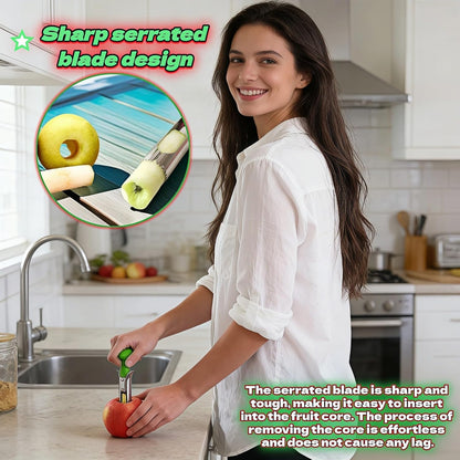 Apple Corer, Stainless Steel Apple Corer and Divider with Sharp Serrated Blade – Easy to Use – Core Remover Tool for Apples, Pears, Cupcakes – Heavy-Duty Kitchen Gadget for Baking, Cooking (Yellow)