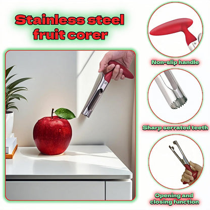 Apple Corer, Stainless Steel Apple Corer and Divider with Sharp Serrated Blade – Easy to Use – Core Remover Tool for Apples, Pears, Cupcakes – Heavy-Duty Kitchen Gadget for Baking, Cooking (Yellow)