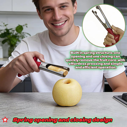 Apple Corer, Stainless Steel Apple Corer and Divider with Sharp Serrated Blade – Easy to Use – Core Remover Tool for Apples, Pears, Cupcakes – Heavy-Duty Kitchen Gadget for Baking, Cooking (Yellow)