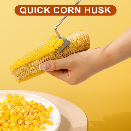 Easy Clean Corn Cob Peeler, 2025 Upgrade Corn Peeler for Corn on the Cob Cut Corn off the Cob, Long Handle Stainless Steel Corn Stripper Tool for Home Kitchen Outdoor Dining (1)