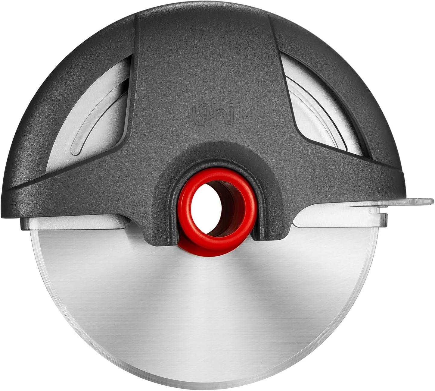 4.3" Palm-Grip Pizza Cutter with Blade Cover for Thick Crusts, Gray | Sharp 18/8 Stainless Steel, BPA Free, Large Wheel for Deep Dish, Multipurpose, Detachable & Dishwasher Safe, Drawer Safe