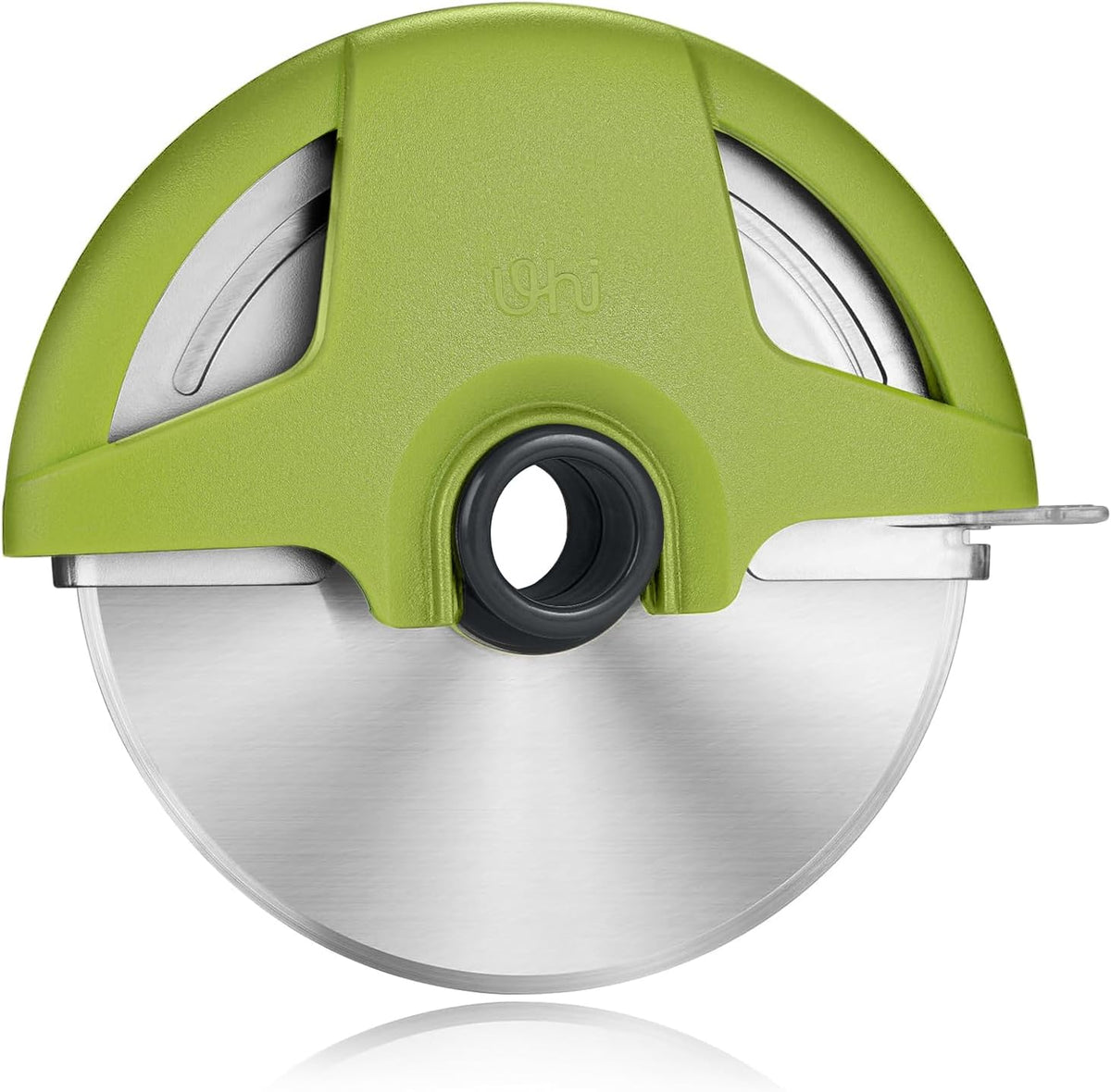4.3" Palm-Grip Pizza Cutter with Blade Cover for Thick Crusts, Gray | Sharp 18/8 Stainless Steel, BPA Free, Large Wheel for Deep Dish, Multipurpose, Detachable & Dishwasher Safe, Drawer Safe