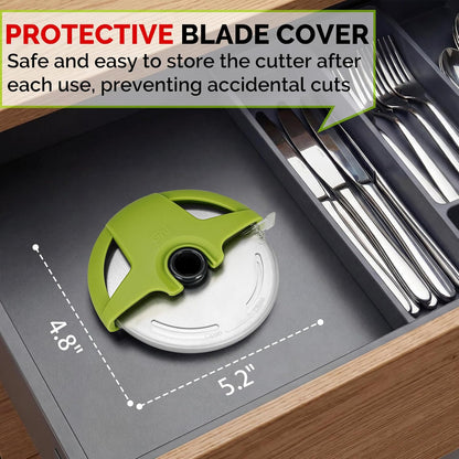 4.3" Palm-Grip Pizza Cutter with Blade Cover for Thick Crusts, Gray | Sharp 18/8 Stainless Steel, BPA Free, Large Wheel for Deep Dish, Multipurpose, Detachable & Dishwasher Safe, Drawer Safe