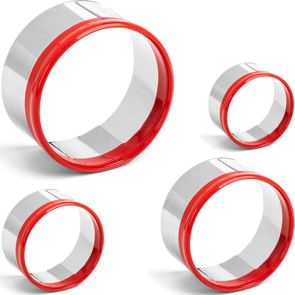 3Pcs Round Cookie Cutters 3", 4", 5", Circle Biscuit Cutter, Large Cookie Cutters, Small Cake Cutter, Dough Cutter, Unique Design with Protective Red Top PVC