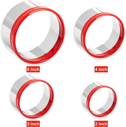 3Pcs Round Cookie Cutters 3", 4", 5", Circle Biscuit Cutter, Large Cookie Cutters, Small Cake Cutter, Dough Cutter, Unique Design with Protective Red Top PVC