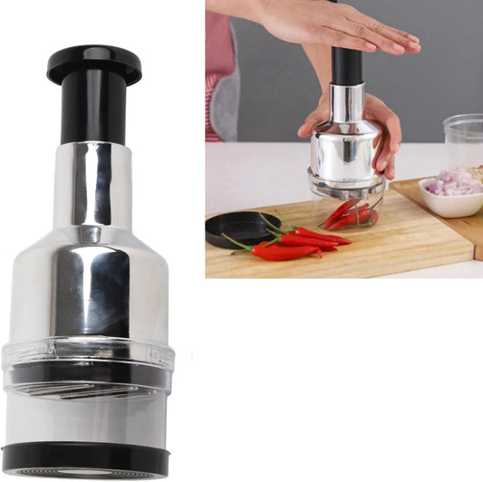 Manual Food Chopper, Stainless Steel Vegetable Dicer for Kitchen | Compact onion , plastic body, - , easy-press , home and restaurant use, dishwa