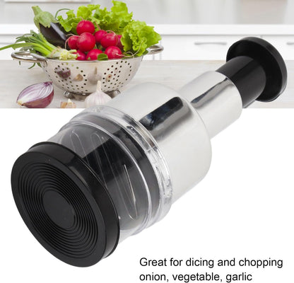 Manual Food Chopper, Stainless Steel Vegetable Dicer for Kitchen | Compact onion , plastic body, - , easy-press , home and restaurant use, dishwa