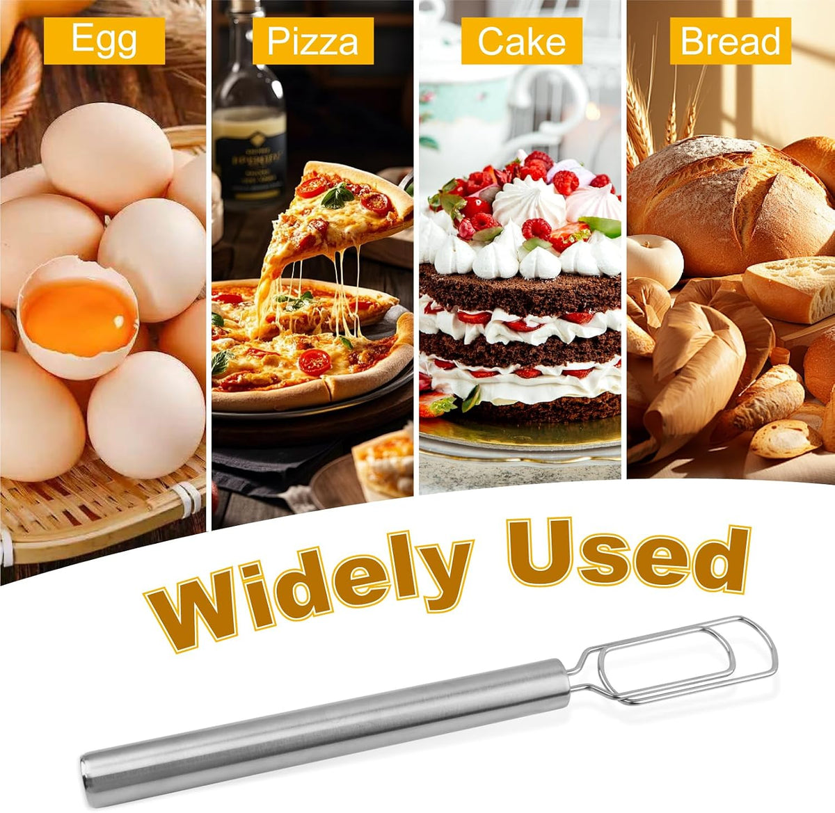 12 in Sourdough Whisk, Stainless Steel Danish Dough Whisk for Jars