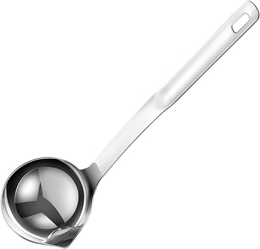 12inch 304 Stainless Steel Silver Oil Separator Soup Ladle, Grease Filter Scoop, Fat Separator Oil Separator for Cooking, Kitchen, Separate Fat, Filter Out Water and Oil