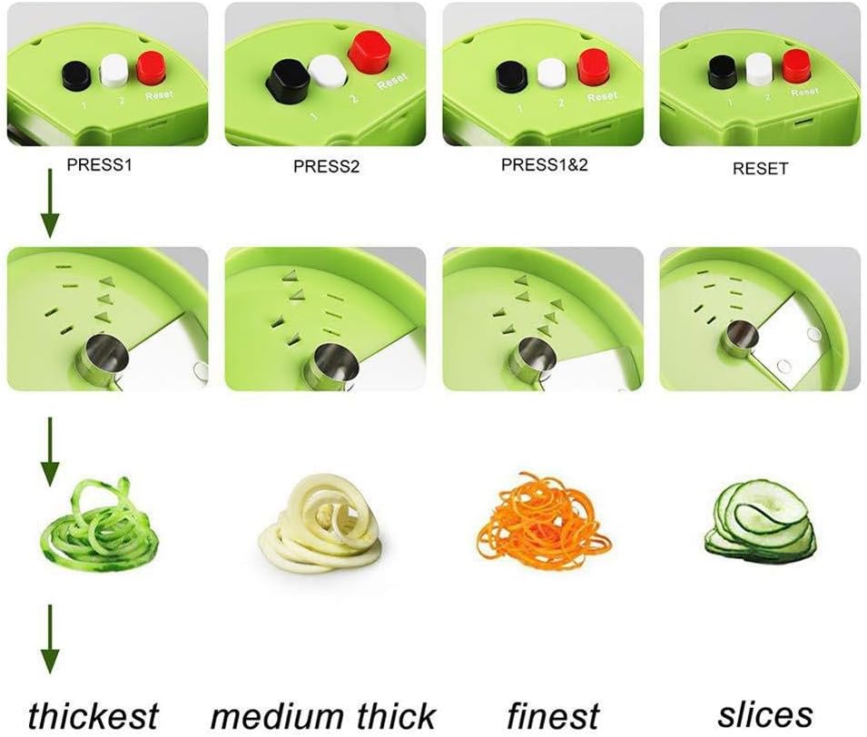 Handheld Spiralizer 3 in 1 Vegetable Slicer, Veggie Spiral Cutter Zucchini Noodle Spaghetti Maker Zoodle Maker Adjustable Spiral Slicer Onion Food Chopper for Low Carb Vegan Meals