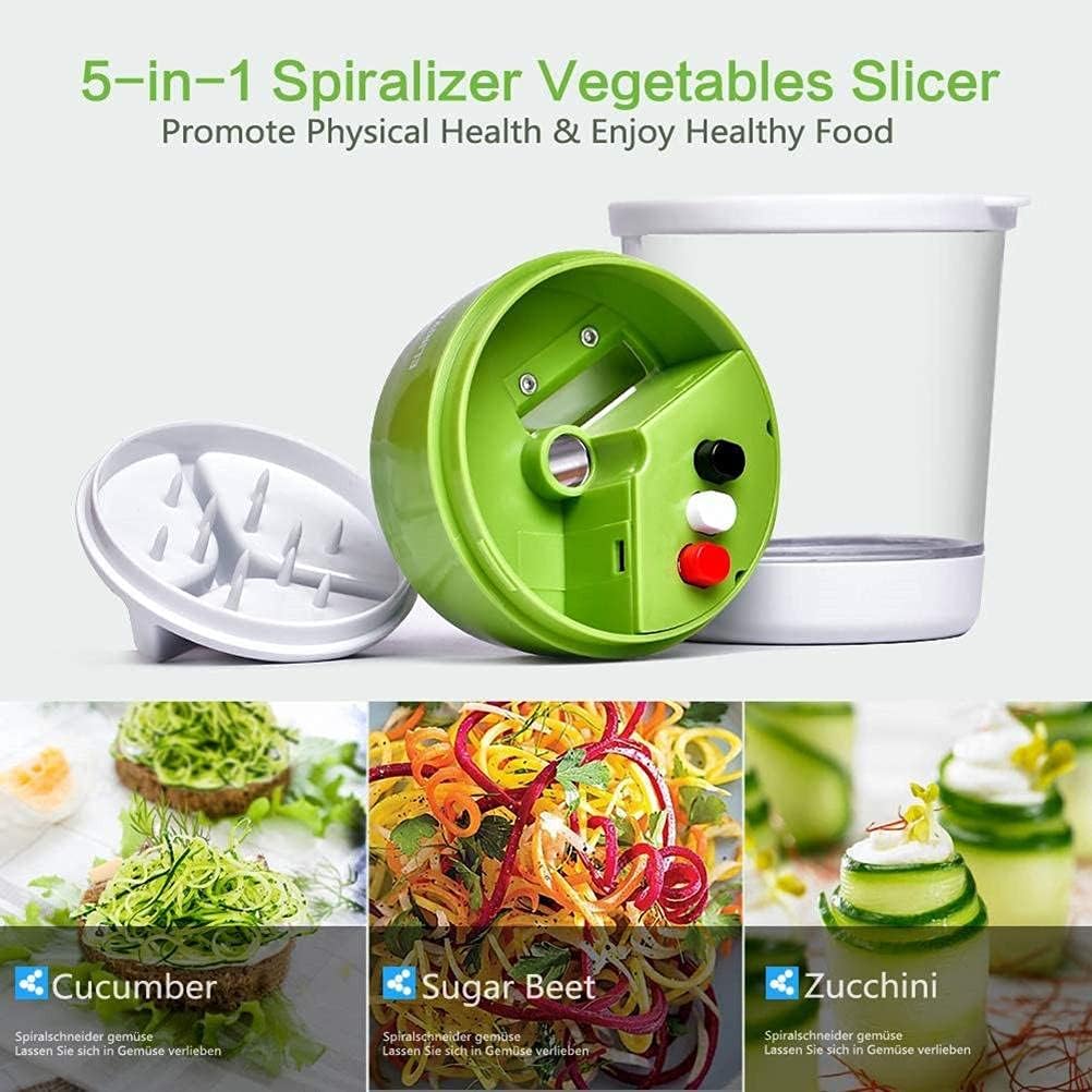 Handheld Spiralizer 3 in 1 Vegetable Slicer, Veggie Spiral Cutter Zucchini Noodle Spaghetti Maker Zoodle Maker Adjustable Spiral Slicer Onion Food Chopper for Low Carb Vegan Meals
