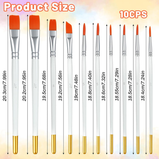 10Pcs Cake Painting Brushes Set, Soft Cake Decorating Brushes | Food Safe Cake Paint Brushes for Dusting Edible Glitter, Edible Color Pastry, Cookie, and Cakes Decoration