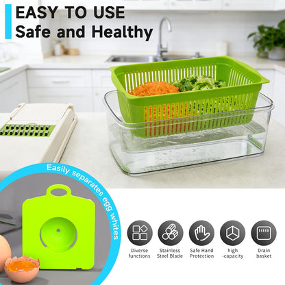 Vegetable Chopper Mandoline Slicer, 14 in 1 Food Veggie Chopper with Container for Onion, Veggie, Cheese Grater, Vegetables Cutter, Kitchen Gadgets