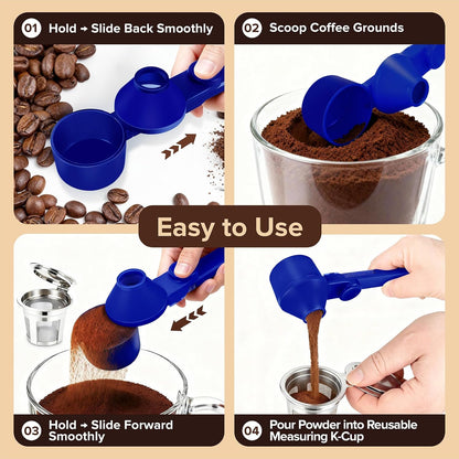 Coffee Scoop 2Tbsp & 51mm Espresso Tamper - BPA-Free PCTG Scoop Funnel, Fits K-Cups, Precise Measuring for Coffee/Protein/Powder/Hot Cocoa & Formula Dispensers (Black 1Pack)