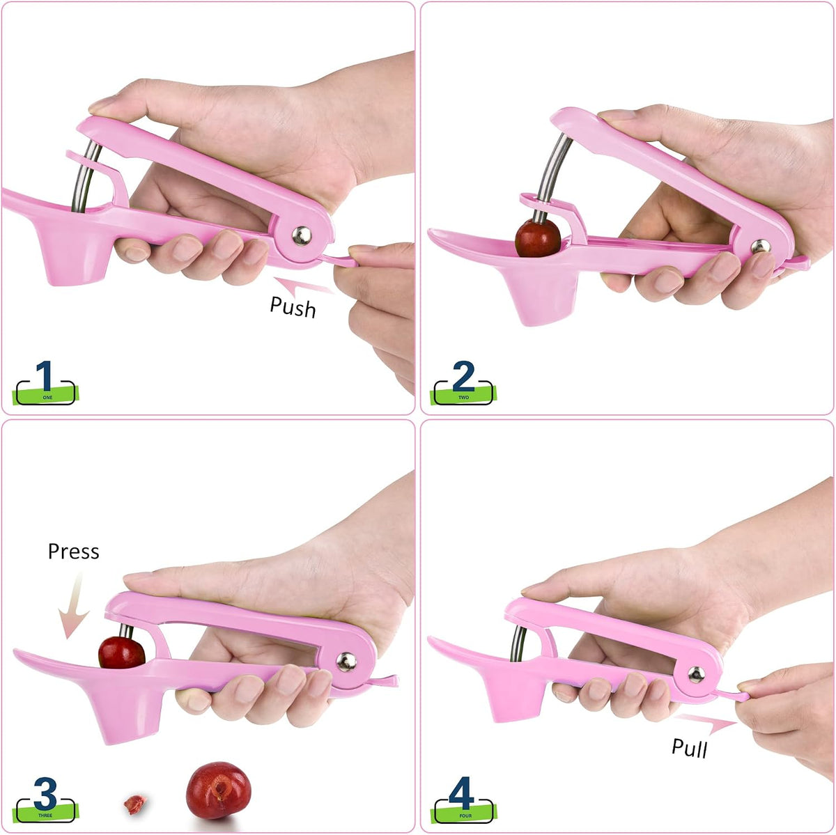 Cherry Pitter Multi 7-IN-1 Stainless Steel Cherry Pitter Tool Cherries Corer Making Cherry Jam (Red)