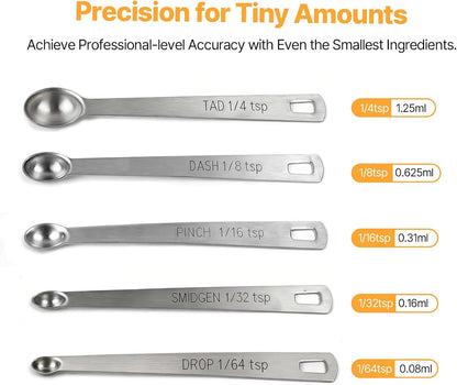 18/8(304) Mini Measuring Spoon Set, Small Teaspoon for Tiny Measurement