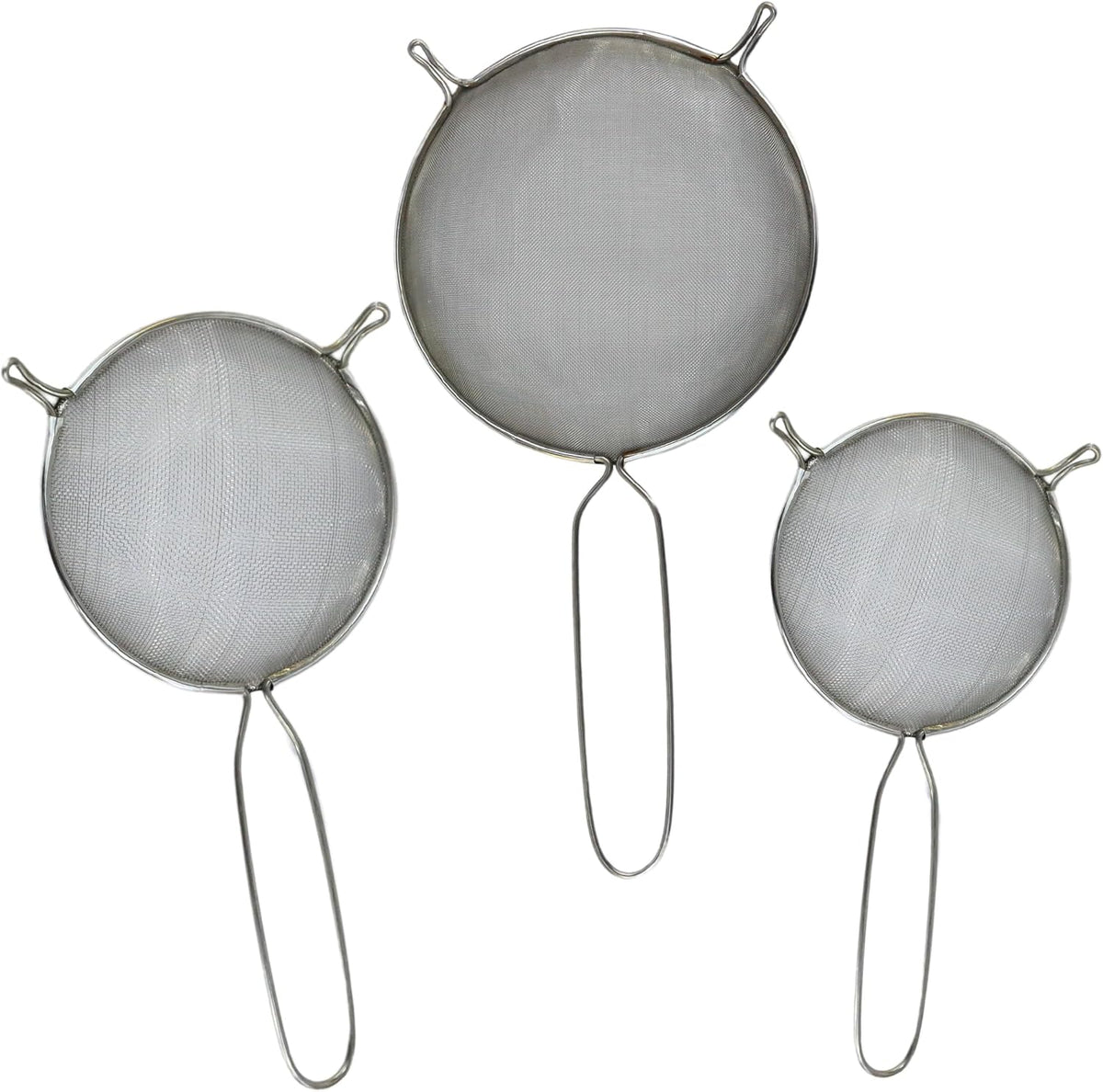 Mesh Strainers - Stainless Steel Fine Mesh Strainer Set of 3 with Handle - Colander-Skimmer Sieve Sifters for Kitchen Food - 5.5", 6.3", 7.1"