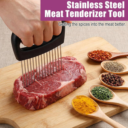 Extra-Large Onion Holder for Slicing Onion Chopper Vegetable Cutter Stainless Steel Tomato Potato Slicer with 16 Long Needles Meat Tenderizer Tool Kitchen Gadget for Potato Lemon Fruit and Meat