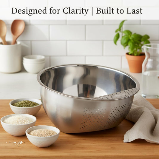 Japanese Rice Washing Bowl, 3-Quart, Side Drainer