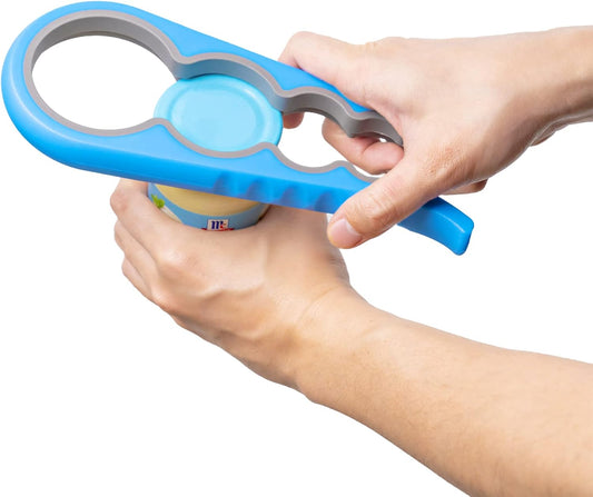 Jar Opener Bottle Opener for Seniors, Weak Hands and Arthritis, Blue | Anti-Slip Rubber Strip Inside,Eight Sizes of Circular Openings,Cap and Bottle Great Kitchen Gadgets,Useful Gifts for Elderly