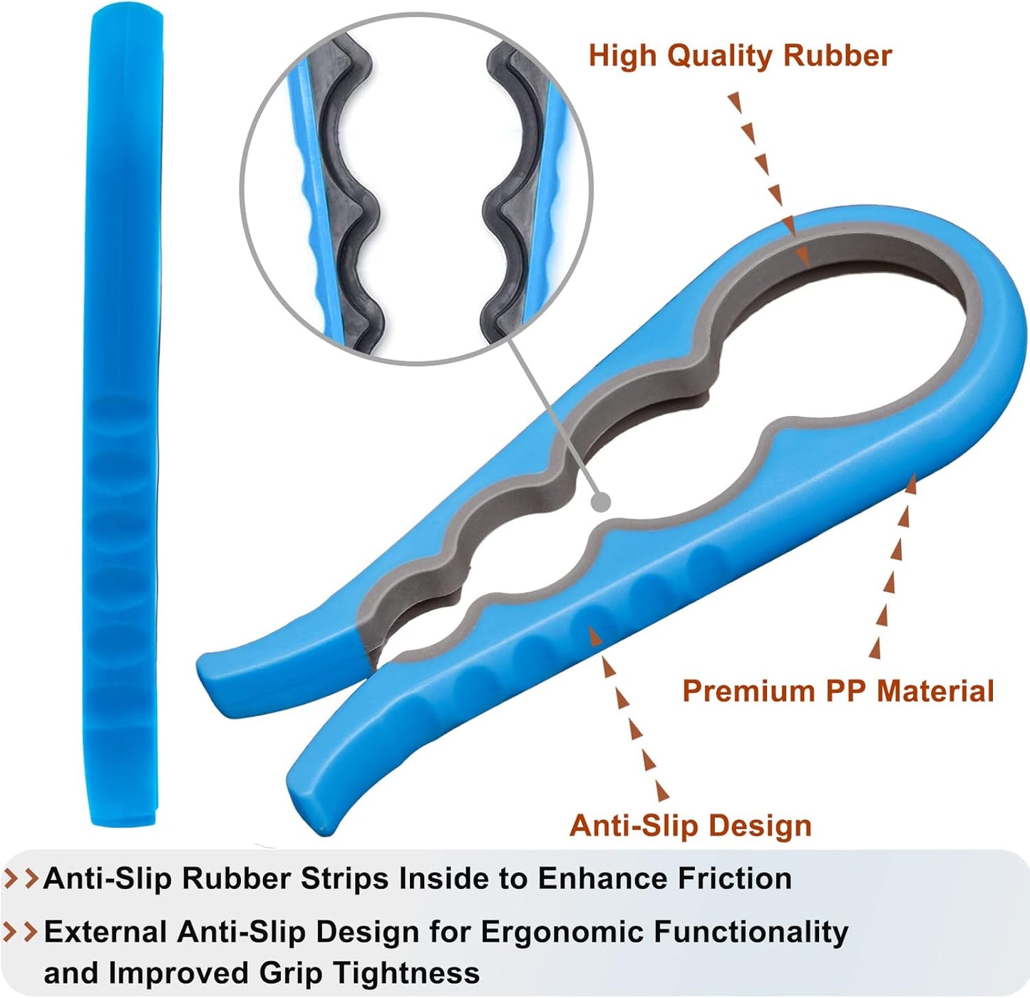 Jar Opener Bottle Opener for Seniors, Weak Hands and Arthritis, Blue | Anti-Slip Rubber Strip Inside,Eight Sizes of Circular Openings,Cap and Bottle Great Kitchen Gadgets,Useful Gifts for Elderly