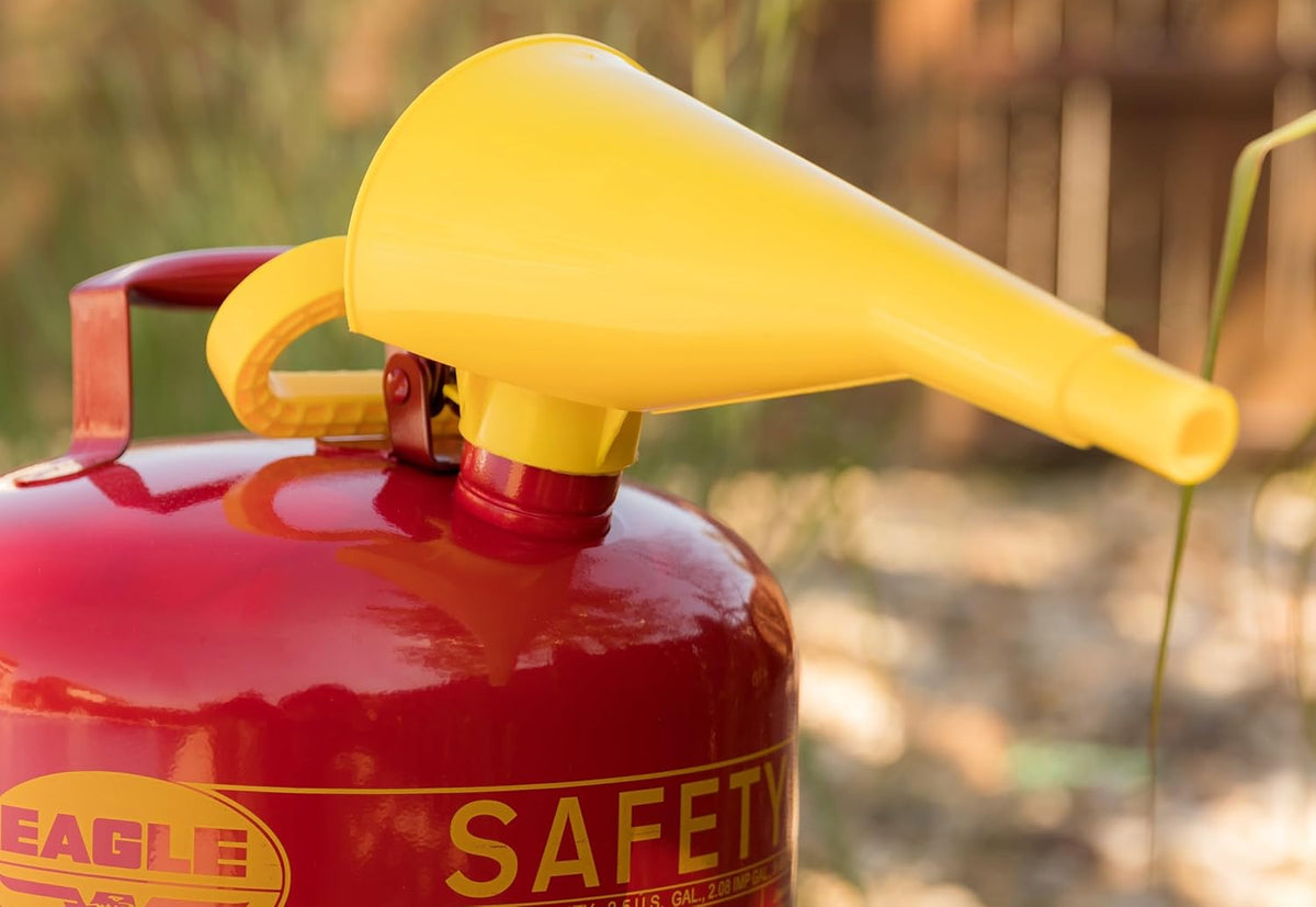 Plastic Funnel for Type I Metal Safety Cans, 5"x 7"x 12" | Made of Chemically Resistant High-Density Polyethylene, Yellow, Made in the USA, F15FUN