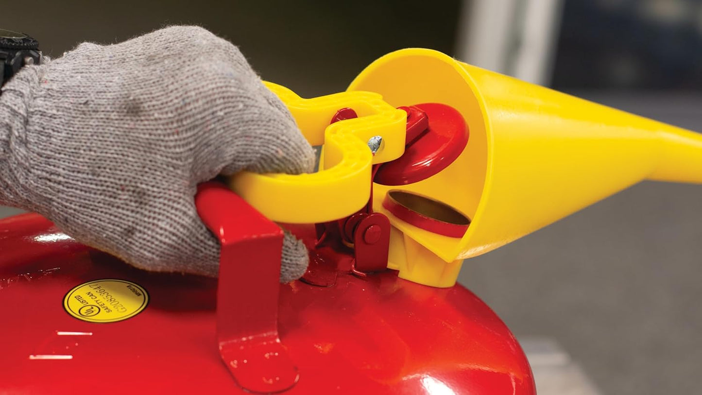 Plastic Funnel for Type I Metal Safety Cans, 5"x 7"x 12" | Made of Chemically Resistant High-Density Polyethylene, Yellow, Made in the USA, F15FUN