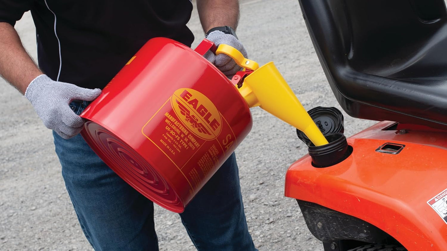 Plastic Funnel for Type I Metal Safety Cans, 5"x 7"x 12" | Made of Chemically Resistant High-Density Polyethylene, Yellow, Made in the USA, F15FUN