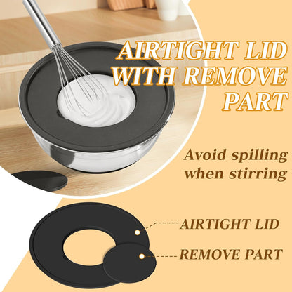Mixing Bowls with Lids Set - 7 Pcs Stainless Steel Mixing Bowls Non-Slip Silicone Base Mixing Bowl Set for Kitchen with 3 Grater Attachments