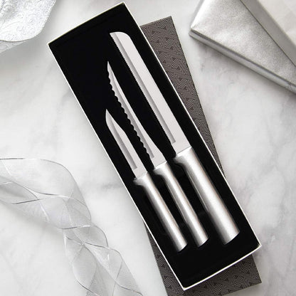 Sensational Serrations Gift Set (S54), Silver Handle | 3-Piece Knife Set , Stainless Steel Blade, Silver Cast Aluminum Handle