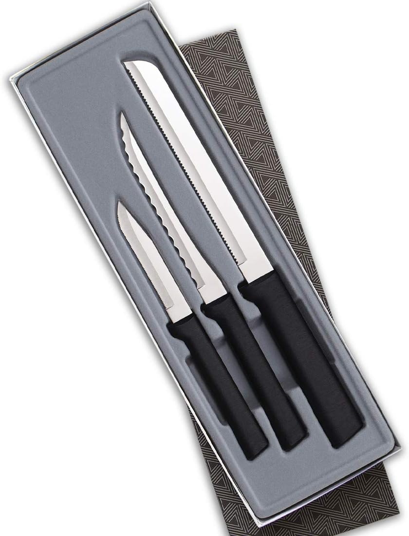 Sensational Serrations Gift Set (S54), Silver Handle | 3-Piece Knife Set , Stainless Steel Blade, Silver Cast Aluminum Handle