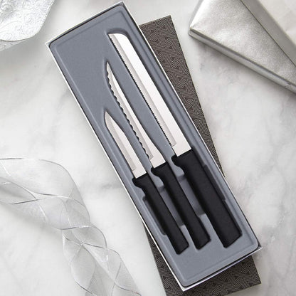 Sensational Serrations Gift Set (S54), Silver Handle | 3-Piece Knife Set , Stainless Steel Blade, Silver Cast Aluminum Handle