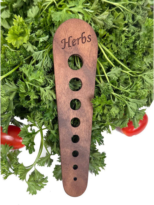 Herb Stripper Wooden Vegetable Leaf Remover Kitchen Tool Cooking Gifts for Chefs, Cooks and Gardeners (Walnut Wood) - Made in The USA