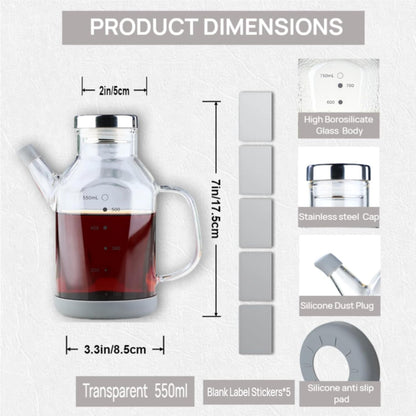 High Borosilicate Glass Oil Bottle,Olive Oil Dispenser for Kitchen | Leak Proof Oil Bottle,Olive Oil Dispenser, Soy Sauce Dispenser ,Vinegar Dispenser, Oil Container ,Oil Dispenser For Kitchen