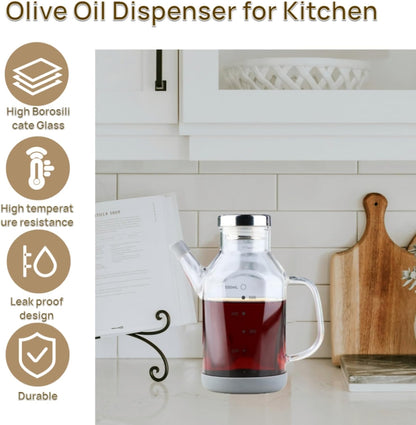 High Borosilicate Glass Oil Bottle,Olive Oil Dispenser for Kitchen | Leak Proof Oil Bottle,Olive Oil Dispenser, Soy Sauce Dispenser ,Vinegar Dispenser, Oil Container ,Oil Dispenser For Kitchen
