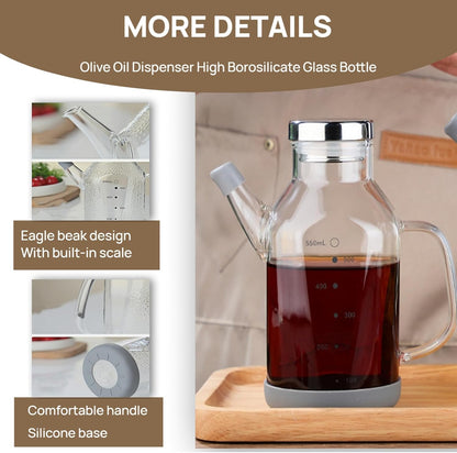 High Borosilicate Glass Oil Bottle,Olive Oil Dispenser for Kitchen | Leak Proof Oil Bottle,Olive Oil Dispenser, Soy Sauce Dispenser ,Vinegar Dispenser, Oil Container ,Oil Dispenser For Kitchen