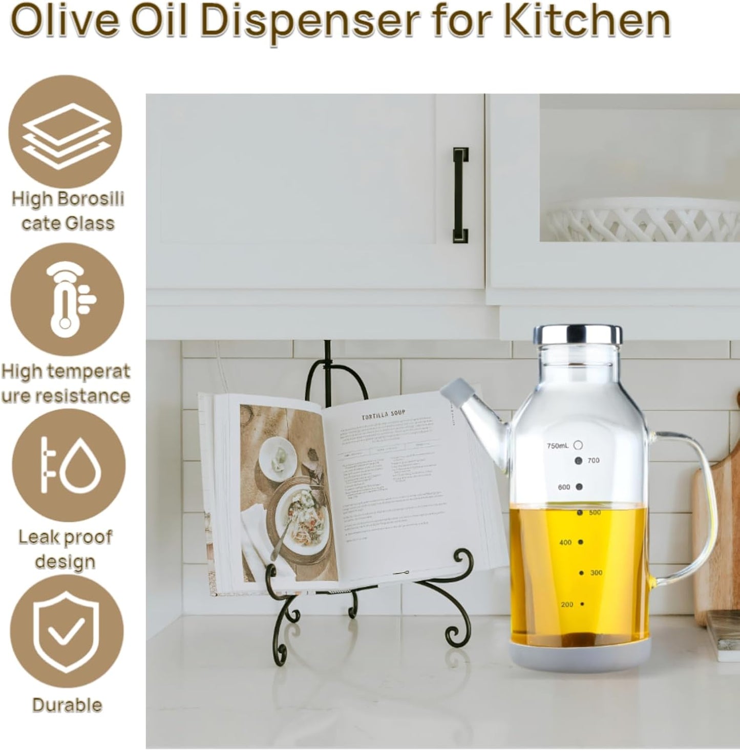 High Borosilicate Glass Oil Bottle,Olive Oil Dispenser for Kitchen | Leak Proof Oil Bottle,Olive Oil Dispenser, Soy Sauce Dispenser ,Vinegar Dispenser, Oil Container ,Oil Dispenser For Kitchen