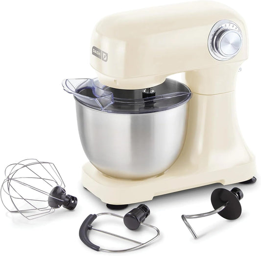 3.5QT Tilt-Head Stand Mixer - Electric Stand Mixer with Stainless Steel Bowl and Splash Guard For Baking - Cream, 3.5-Quart