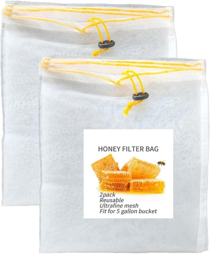Honey Filter, 5 Gallon Ultrafine mesh Honey Filter Bags 2 PCS