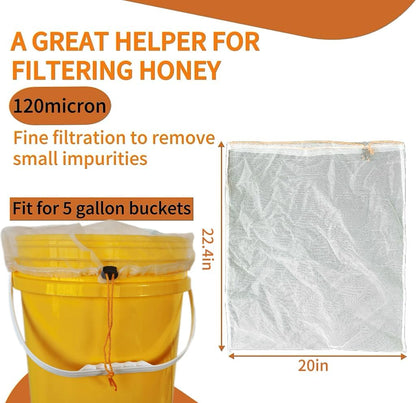 Honey Filter, 5 Gallon Ultrafine mesh Honey Filter Bags 2 PCS