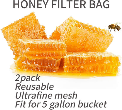 Honey Filter, 5 Gallon Ultrafine mesh Honey Filter Bags 2 PCS