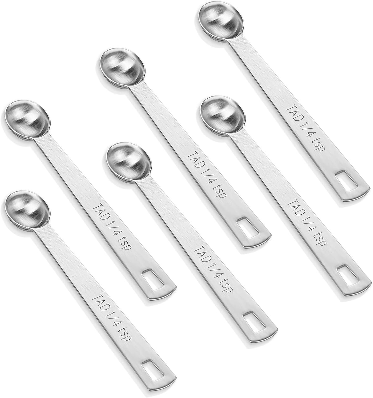 6 PCS 1/4 Teaspoon (1/4 Tsp | 1.25 mL | 1.25 cc) Single Measuring Spoon, Stainless Steel 1/4 Tsp Small Measuring Spoon Mini Measuring Spoons