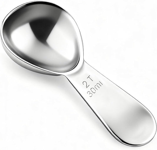 18/8 Stainless Steel Coffee Measuring Spoon 2 Tablespoon Coffee Scoop Short Handle Measuring Spoon for Ground Coffee Tea Sugar Flour Exact Measuring Spoons (30ml)