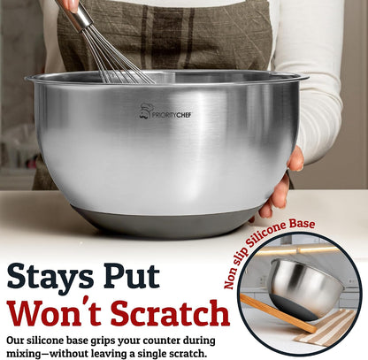 28pc Stainless Steel Mixing Bowls with Lids Set, 1.5-5 Qt, Black