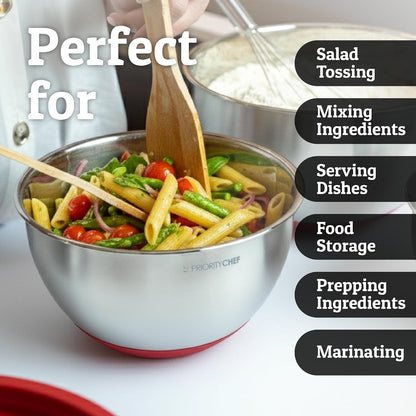 28pc Stainless Steel Mixing Bowls with Lids Set, 1.5-5 Qt, Black