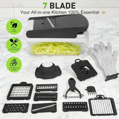 Adjustable Steel Mandoline Slicer Veggie Fruit Kitchen Prep Cutter | Sharp adjustable steel blades, compact structure, quick cleanup, ideal for potato, carrot, onion daily meal prep