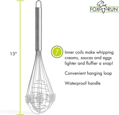 Fox Run 8-Inch Flat Coil Whisk, 8.25 x 1.5 x 1.25, Metallic