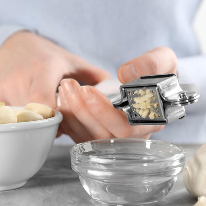 2pcs Garlic Press, 7.7 Inch Stainless Steel Garlic Crusher and Peeler for Home Cooks and Professional Chefs, Blue